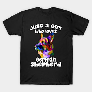 Just A Girl Who Loves German Shepherds Dog coloring lovers T-Shirt